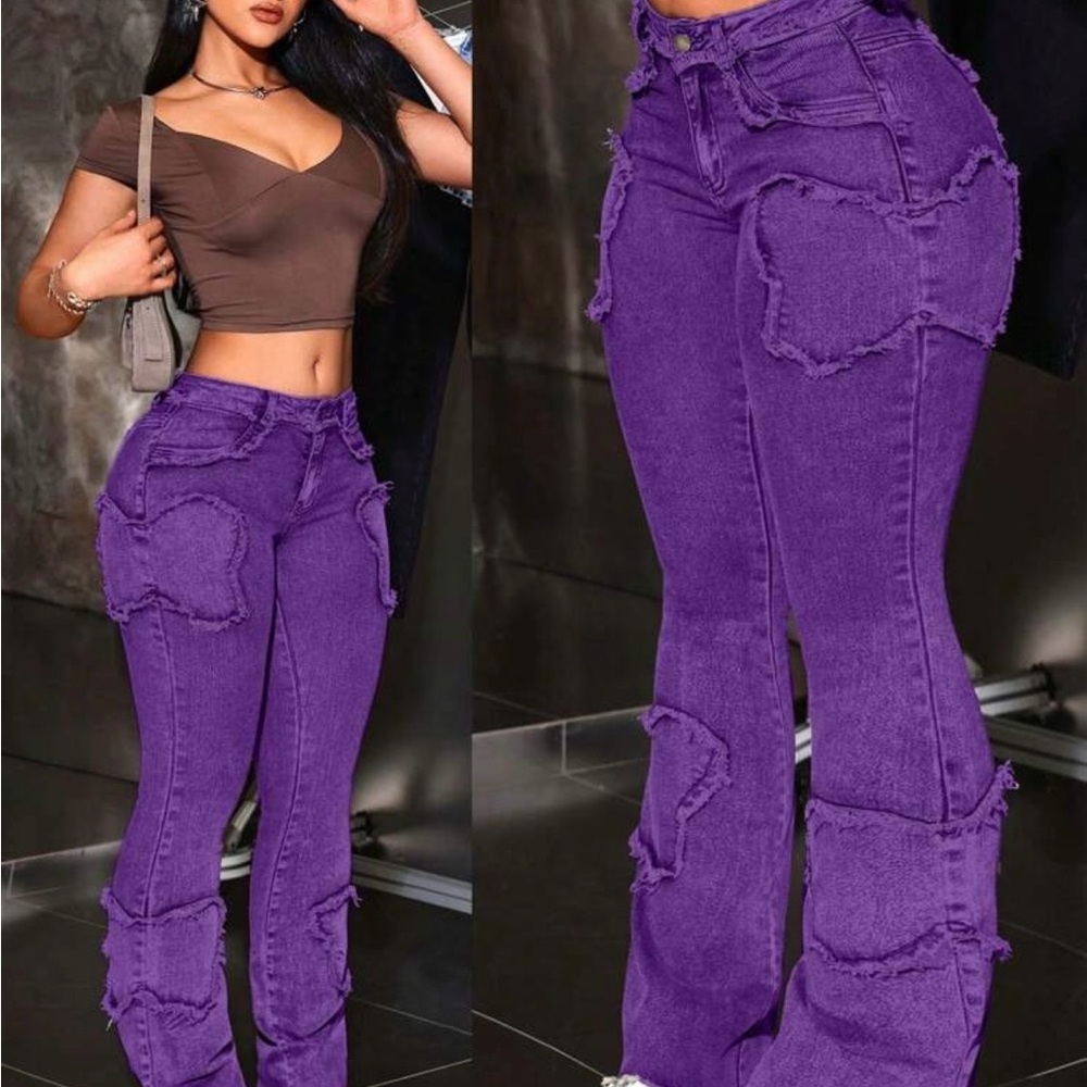 SHEIN ICON Women's
Purple Slim Fit Pocket Casual
Versatile Jeans (Size 8/10(30))